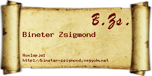 Bineter Zsigmond névjegykártya